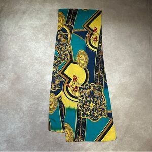 Vintage New York Studio Italian Baroque Angels 100% Silk Scarf Blue Gold Korea